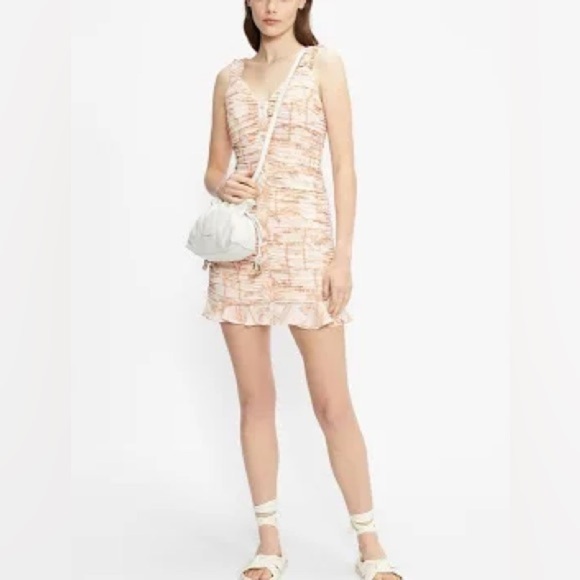 Ted Baker Dresses & Skirts - NWT Ted Baker Ruched Mini Dress Sz0 Pink Palm Tree Floral Print Ruffl,Sleeveless